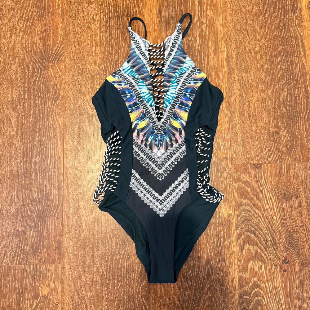 Red Carter Sexy Caged One-Piece Swimsuit Medium